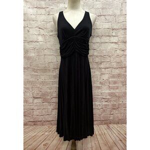 The Limited Womens Sleeveless Midi Dress V-Neck Black Ruched Waist Size M NEW